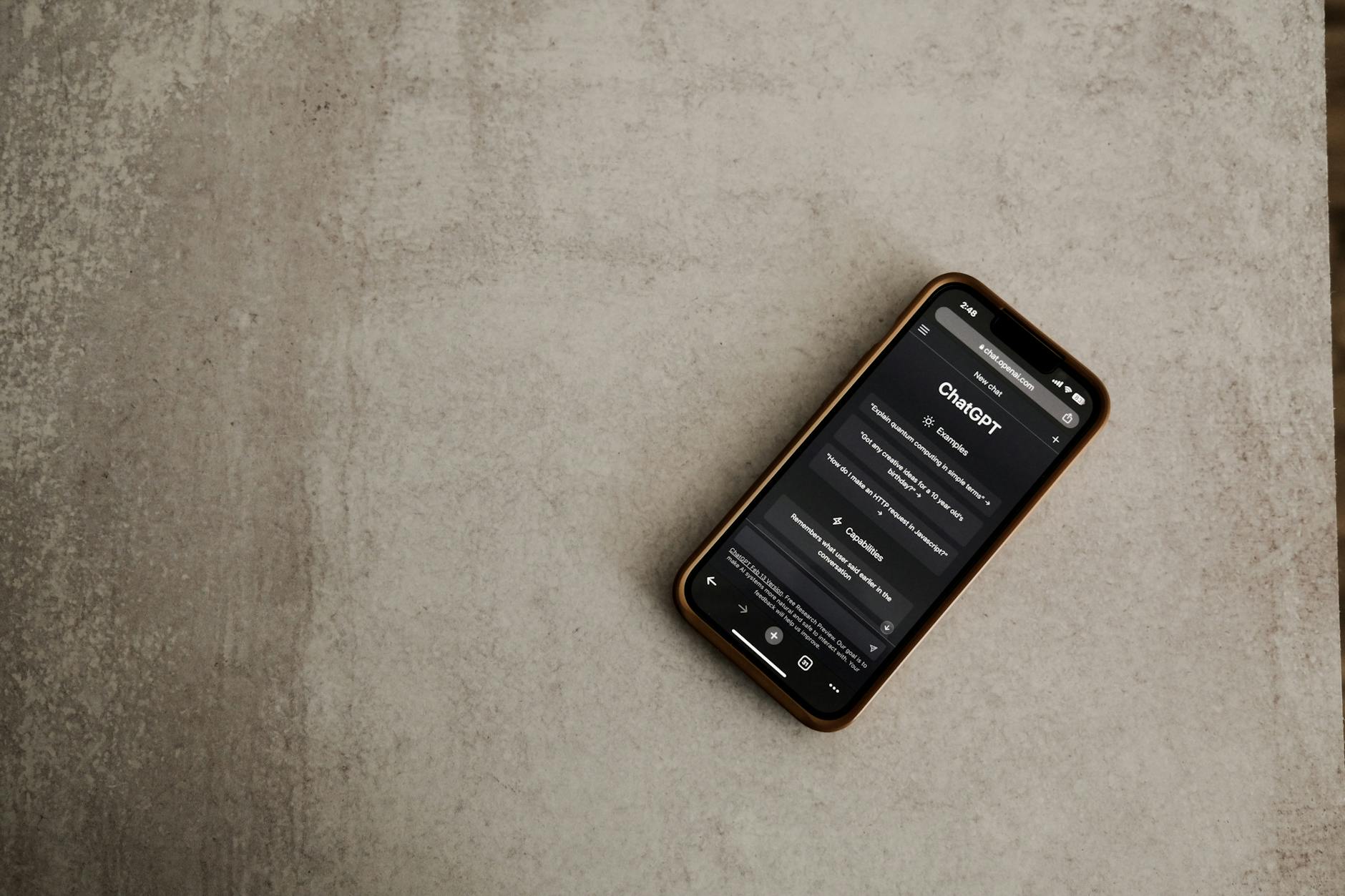 close up of a smartphone displaying a conversation with chatgpt